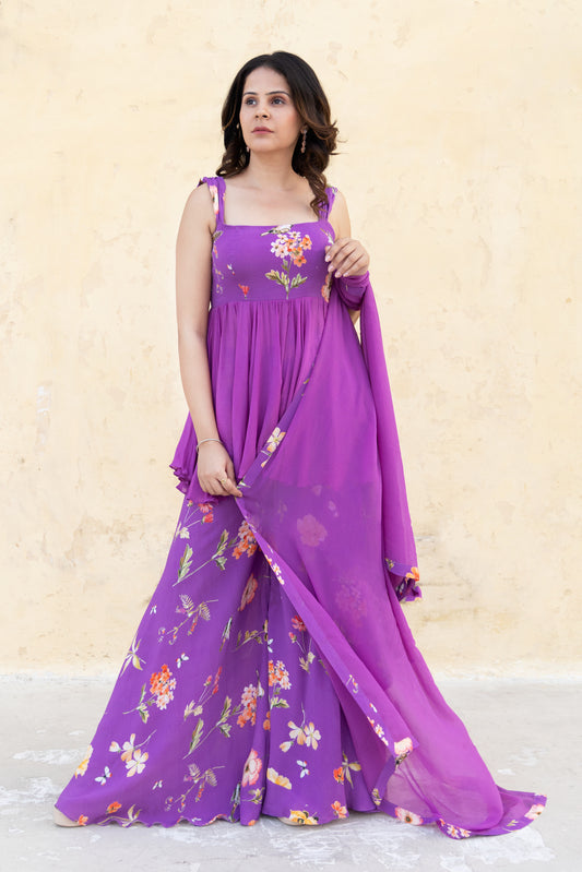 Floral printed palazzo set with dupatta