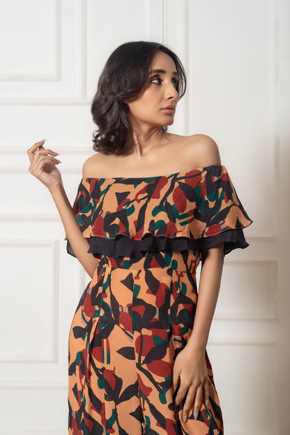 Printed Off Shoulder Jumpsuit