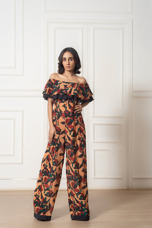 Printed Off Shoulder Jumpsuit